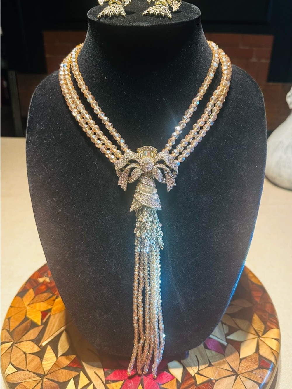 Sold Heidi Daus "Heavenly Harvest" Beaded Crystal Drop Necklace and Earrings